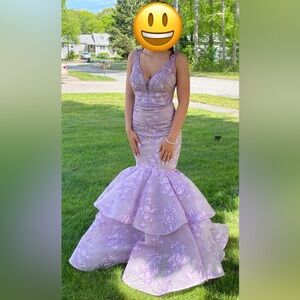 Ellie Wilde Lilac Floral Prom Dress
